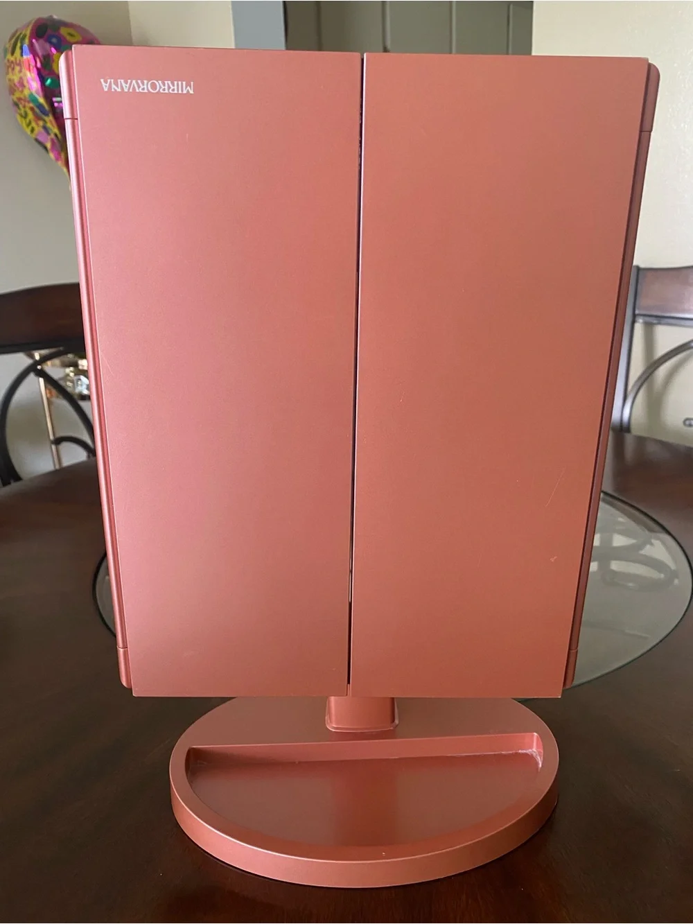 Tri-Fold Vanity Makeup Mirror in Rose Copper